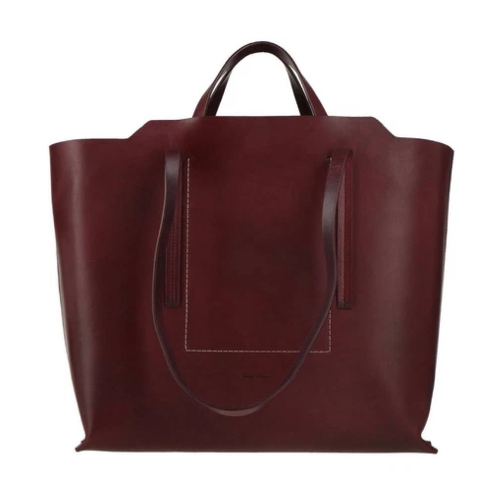 $1580 RICK OWENS BURGUNDY HOLLYWOOD LEATHER SHOPPER TOTE